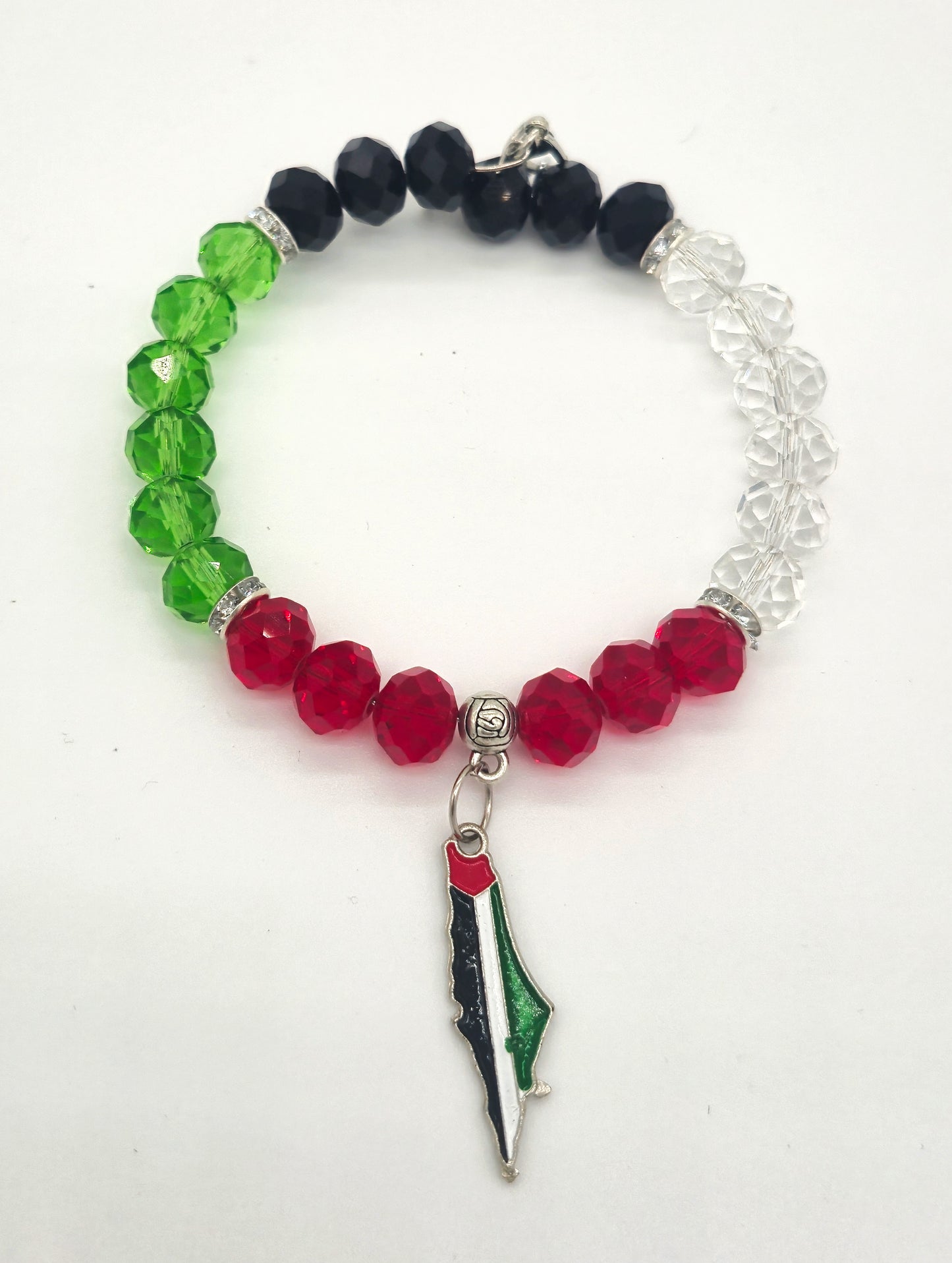 Palestine Crystal Bracelet with Map Charm