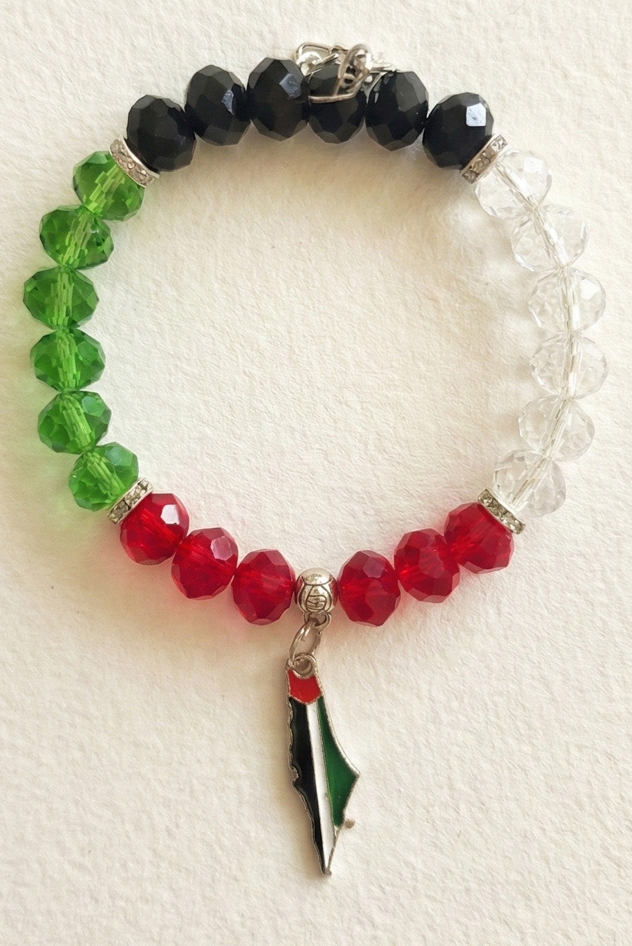 Palestine Crystal Bracelet with Map Charm