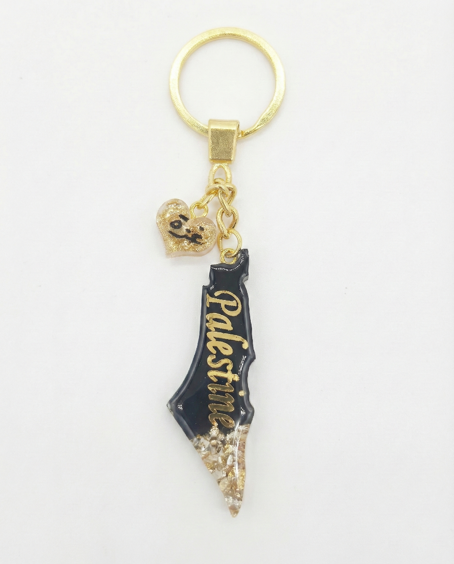 Palestine Resin Keychain – Black & Gold