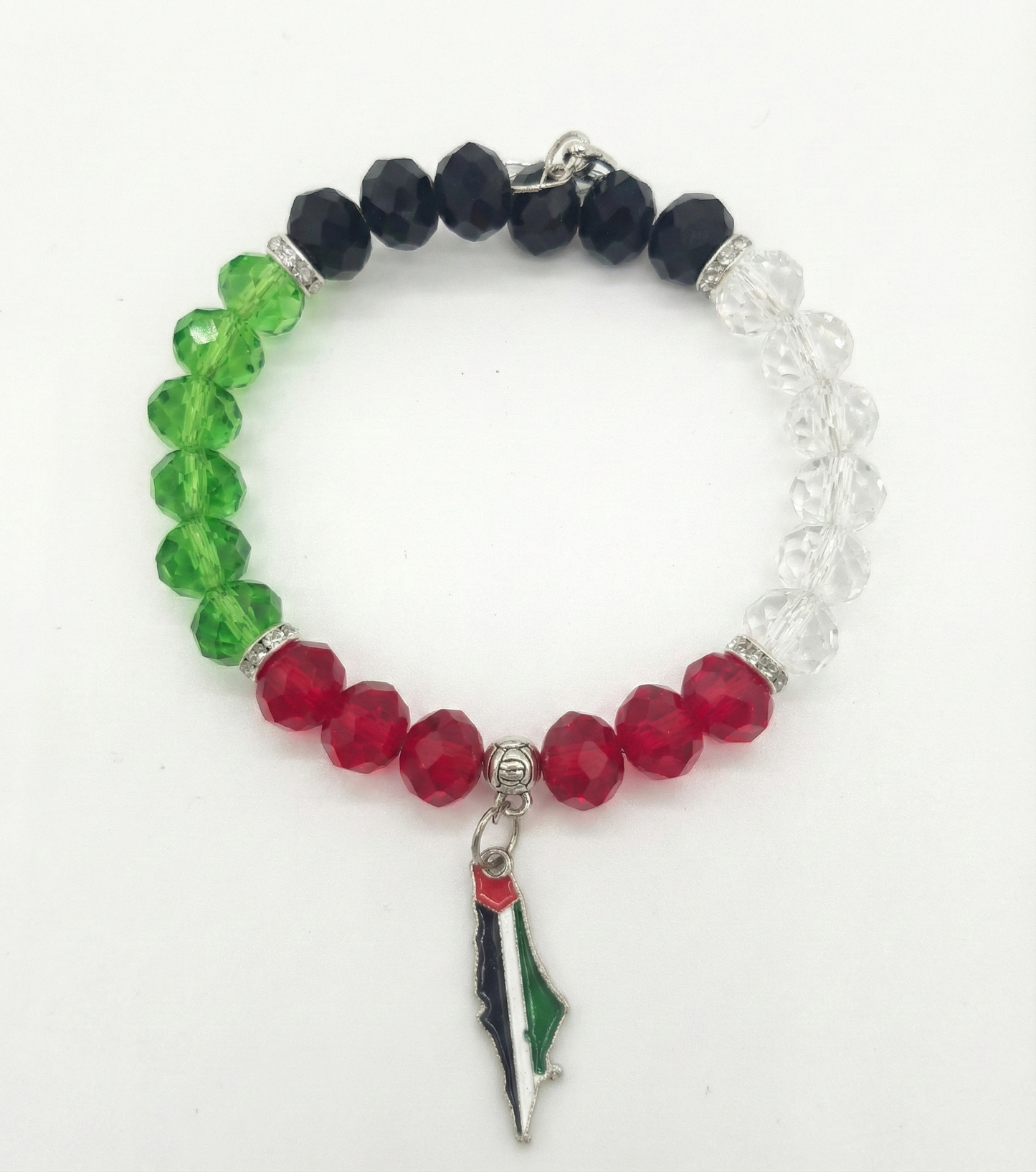 Palestine Crystal Bracelet with Map Charm