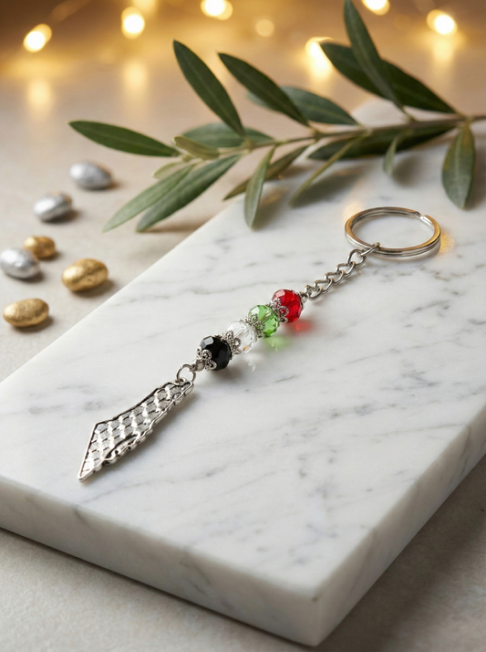 Palestine Silver  Keychain