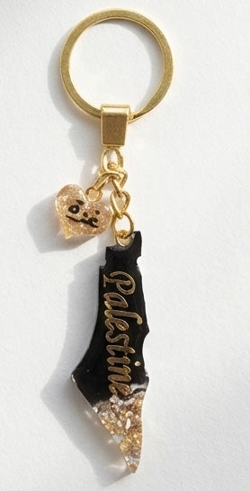 Palestine Resin Keychain – Black & Gold