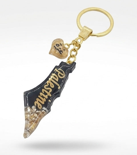 Palestine Resin Keychain – Black & Gold