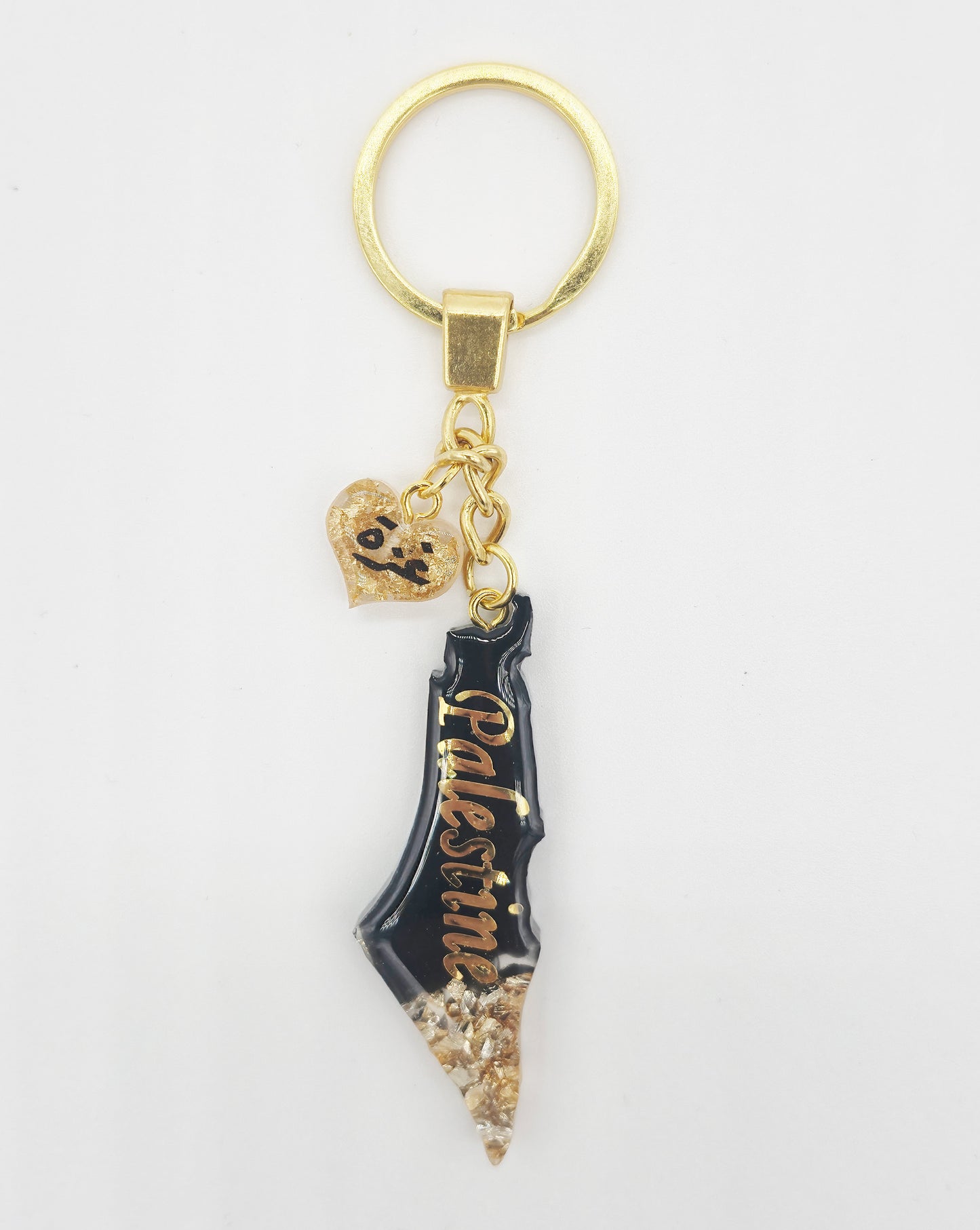 Palestine Resin Keychain – Black & Gold