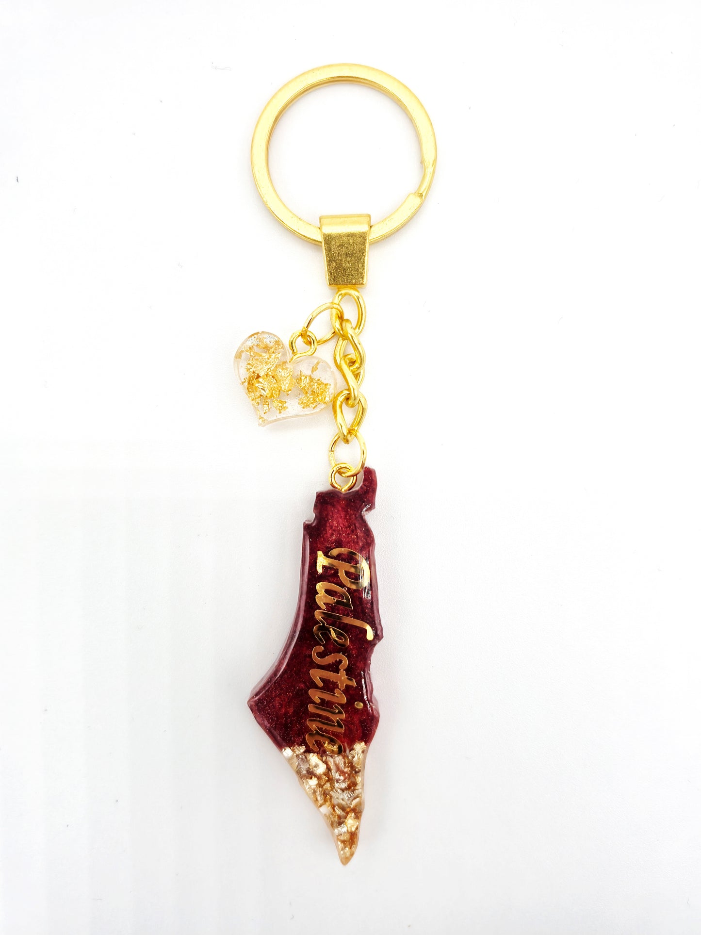 Palestine Resin Keychain – Red & Gold