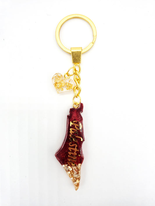 Palestine Resin Keychain – Red & Gold