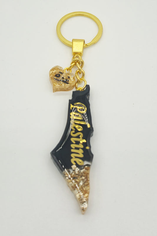 Palestine Resin Keychain – Black & Gold